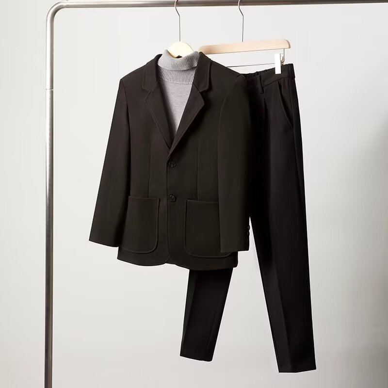 Men's Solid Color Loose Fit Wool Blazer