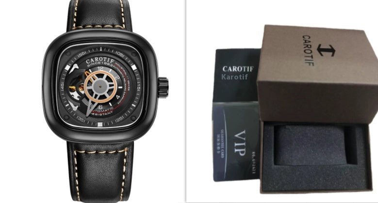 Men's Hollow Square Dial Mechanical Watch