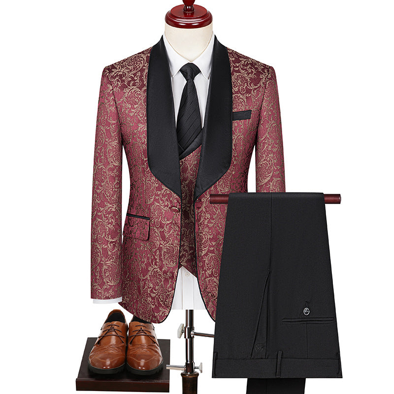 Men's Jacquard Wedding Dress Groom Suit