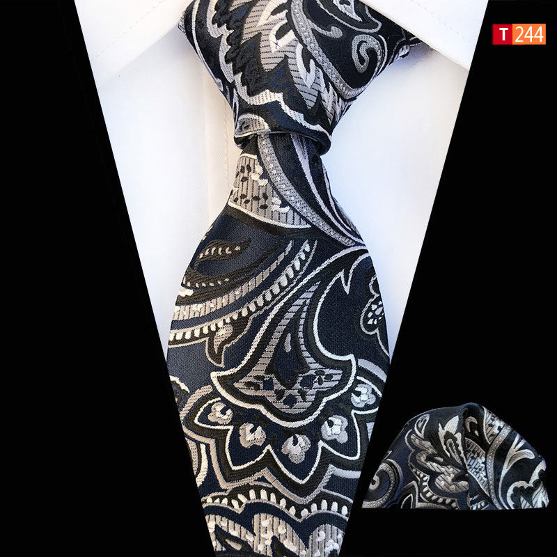 Pocket Square Tie Two-piece Set Polyester Jacquard High Filling Density Fabric