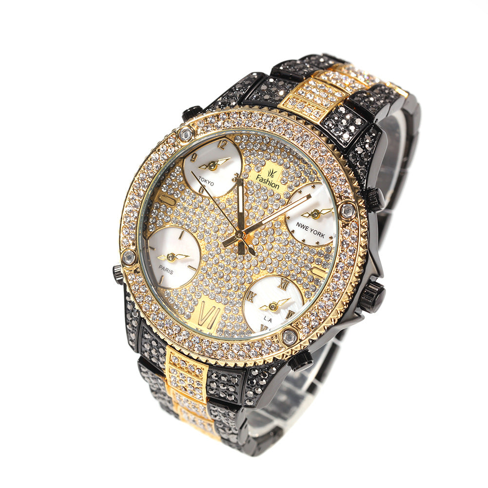 Full Diamond Large Dial Wristwatch