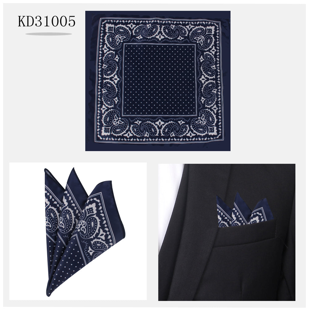 Men's Suit Pocket Cashew Flower Pattern Business Small Square Scarf