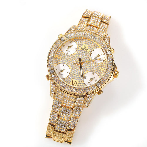 Full Diamond Large Dial Wristwatch