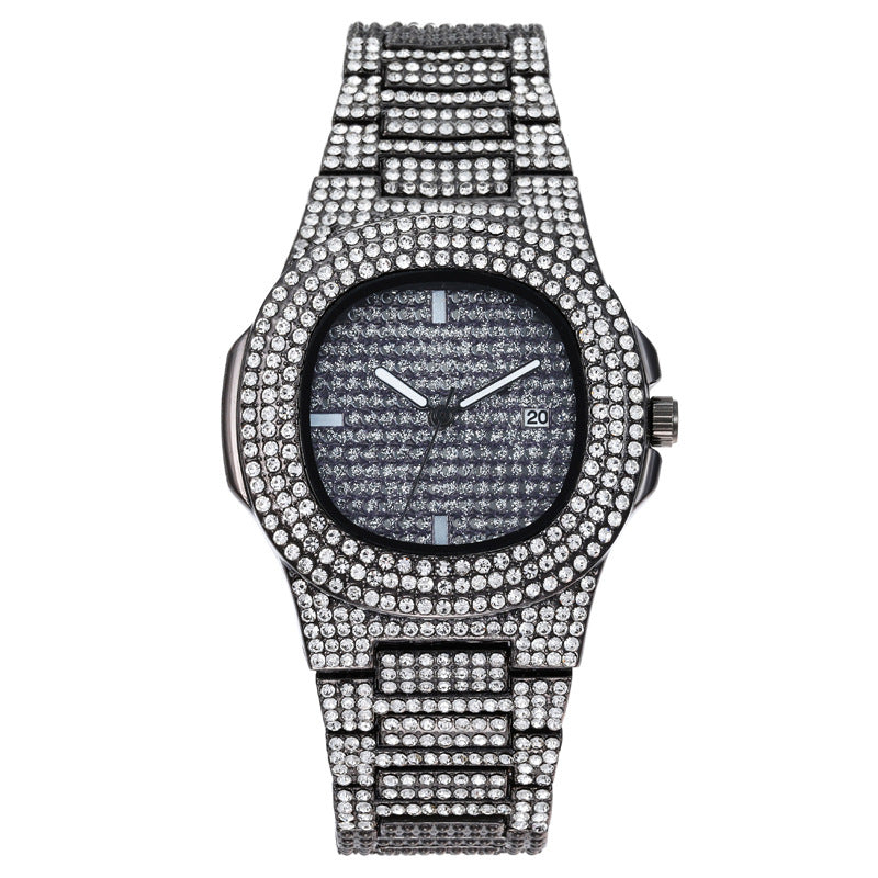 Men's Luxury Diamond Date Quartz Watch
