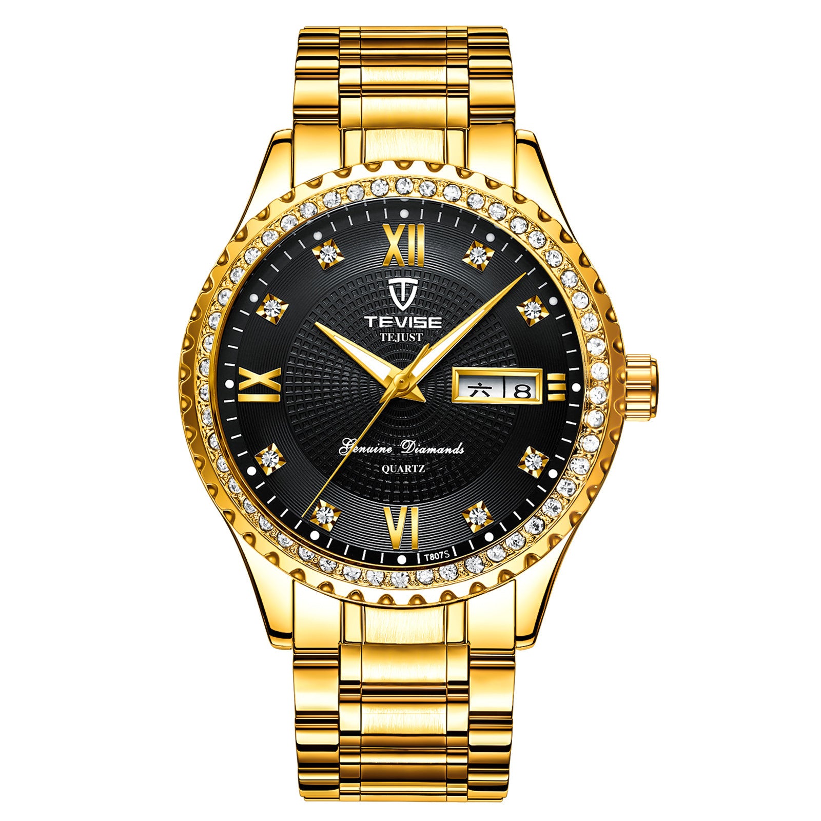 Quartz Gold Diamond Wristwatch