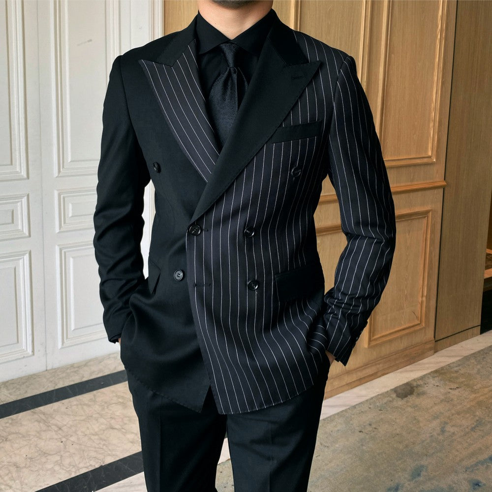 Men's Striped Double Breasted Blazer Tailored