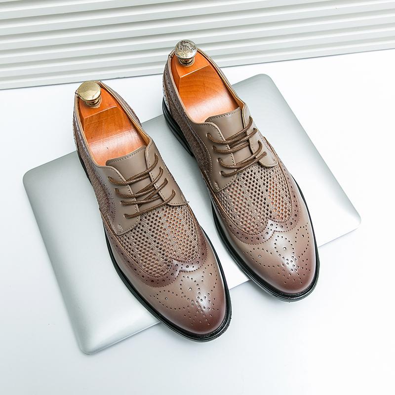 Men's Leather Breathable Formal Wear Round Toe