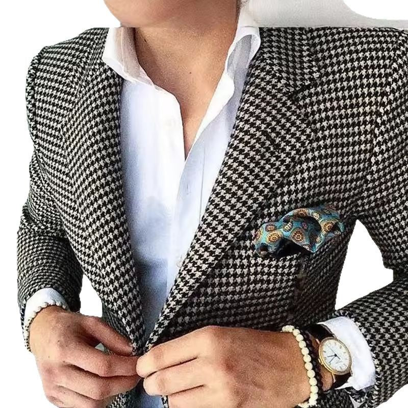 Men's Casual Houndstooth Blazer