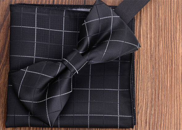 Fashion Adult Men's Pocket Square Bow Tie Two-piece Suit