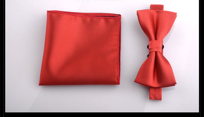 Fashion Adult Men's Pocket Square Bow Tie Two-piece Suit