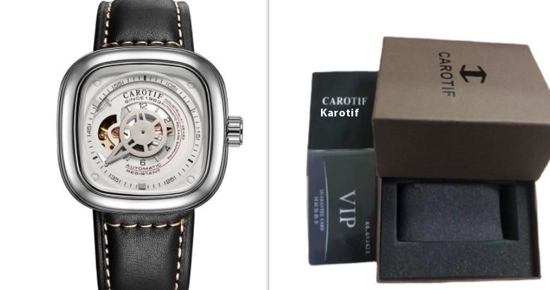 Men's Hollow Square Dial Mechanical Watch
