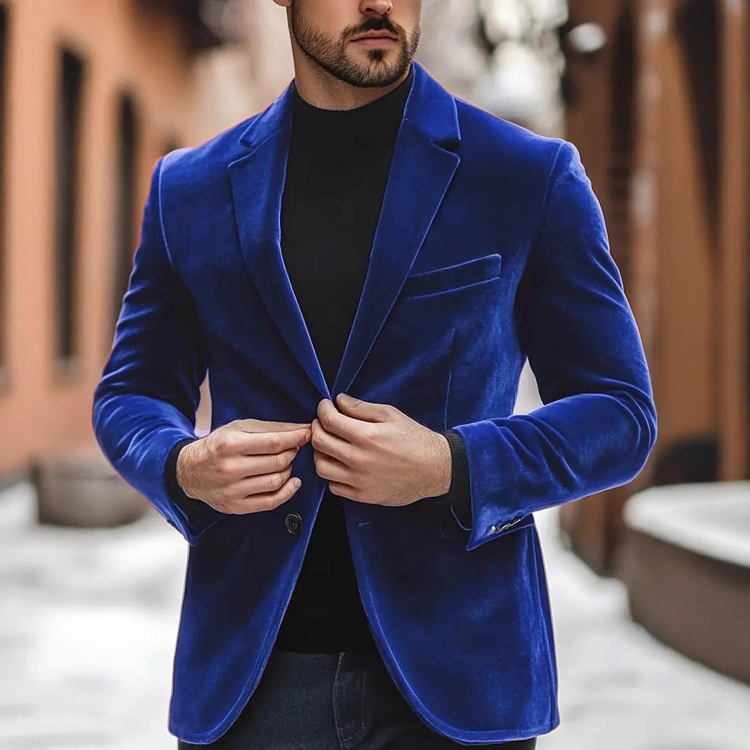 Velvet Blazer For Men Slim-fit
