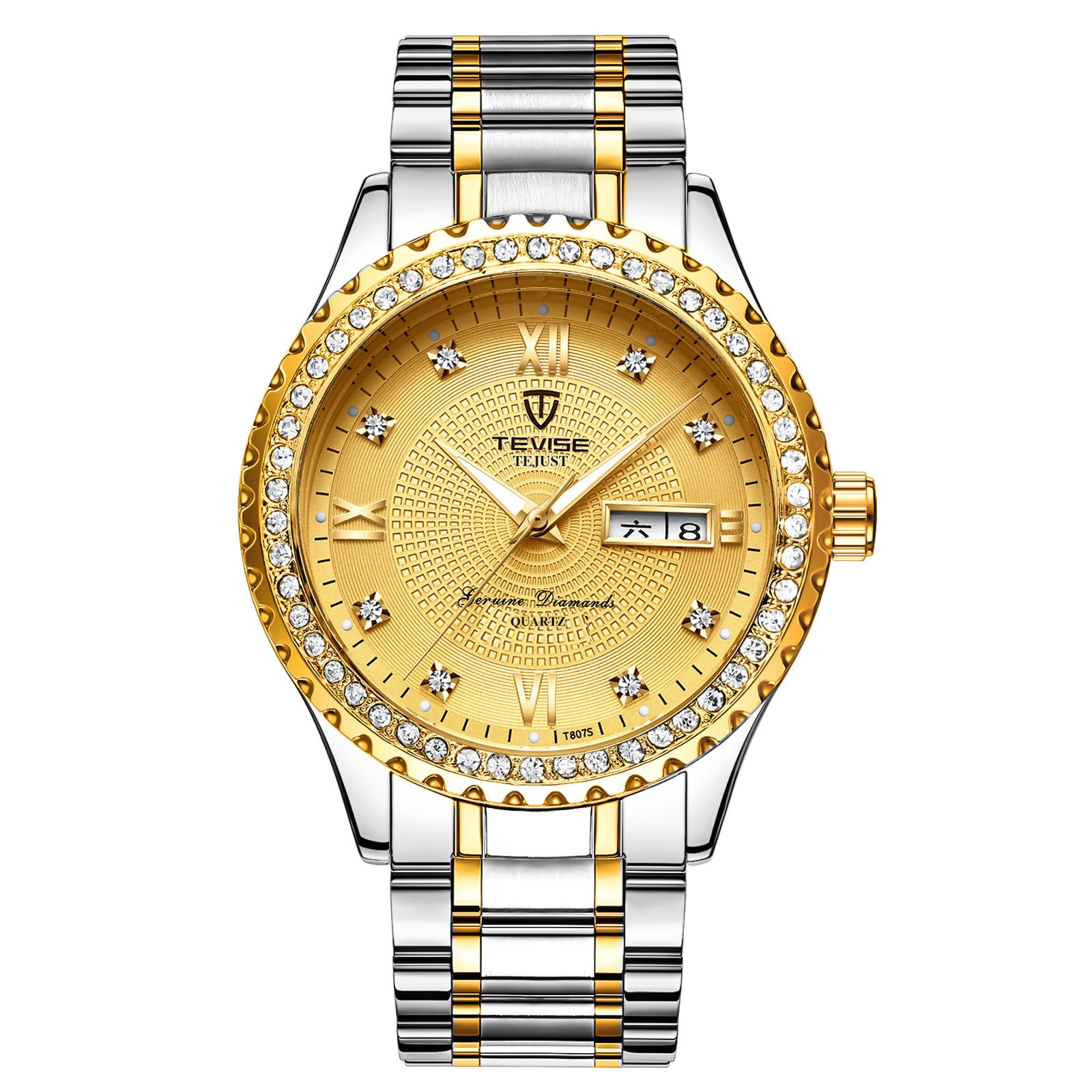 Quartz Gold Diamond Wristwatch