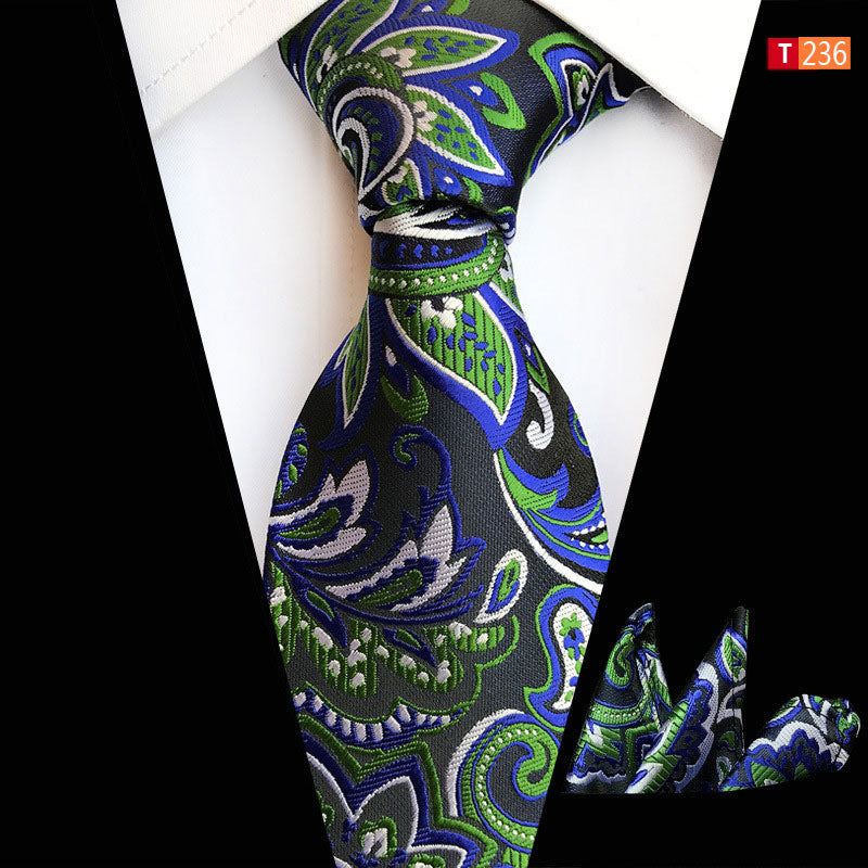 Pocket Square Tie Two-piece Set Polyester Jacquard High Filling Density Fabric