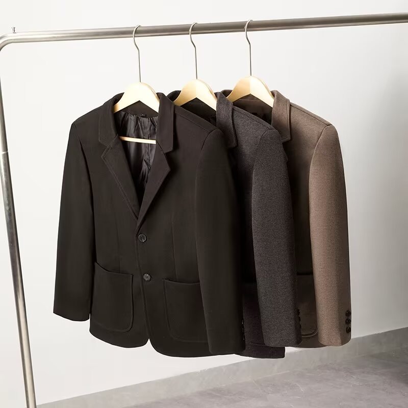 Men's Solid Color Loose Fit Wool Blazer