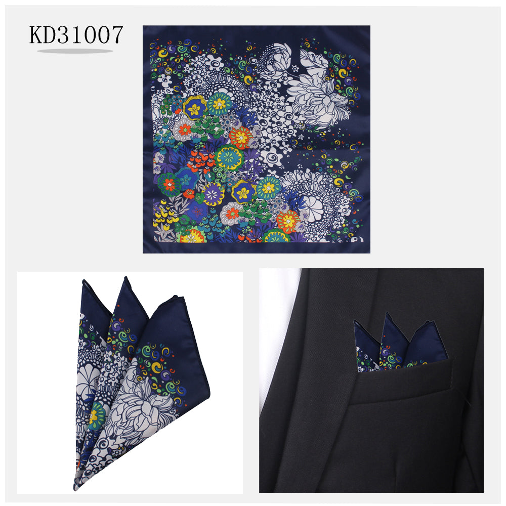 Men's Suit Pocket Cashew Flower Pattern Business Small Square Scarf