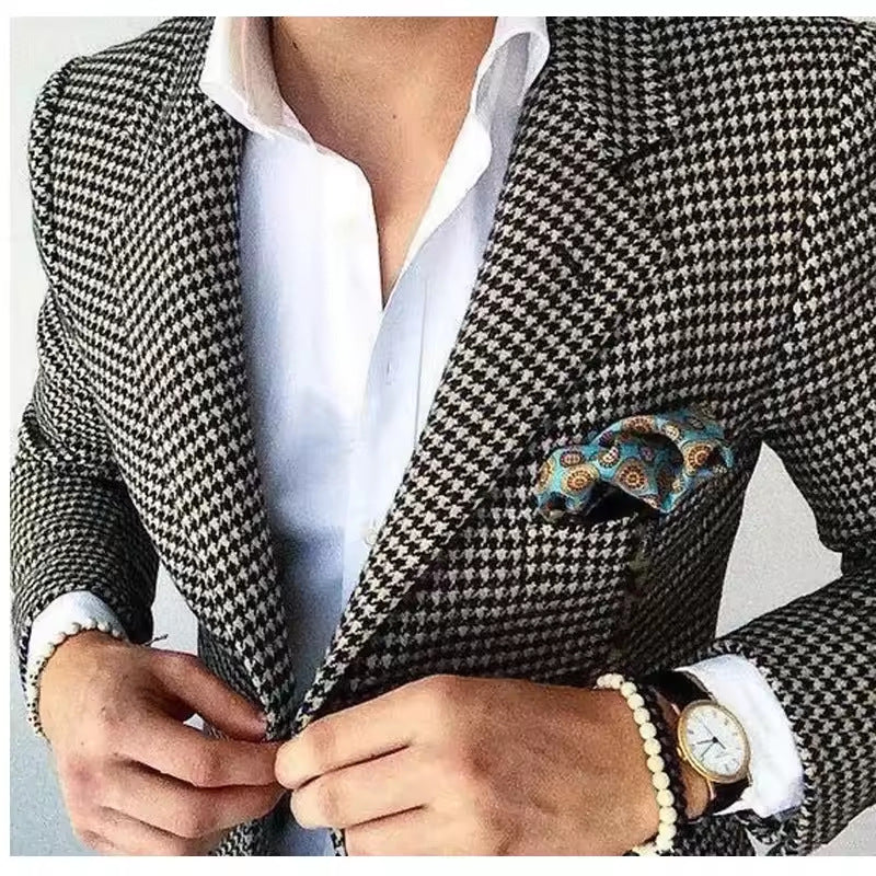 Men's Casual Houndstooth Blazer