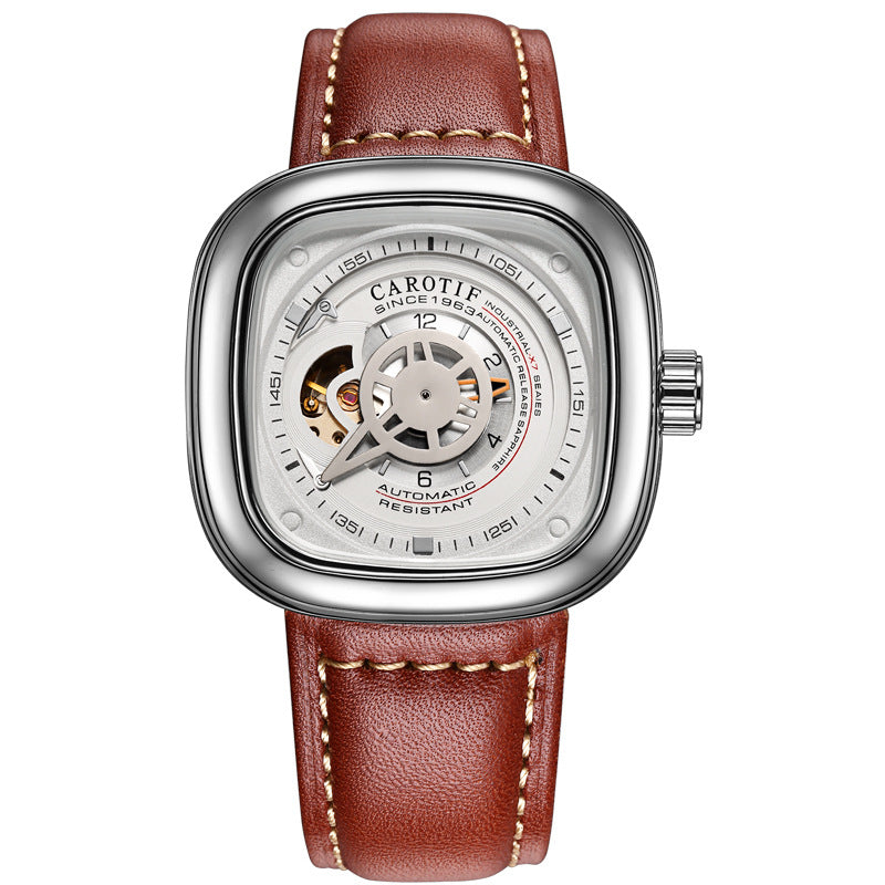 Men's Hollow Square Dial Mechanical Watch