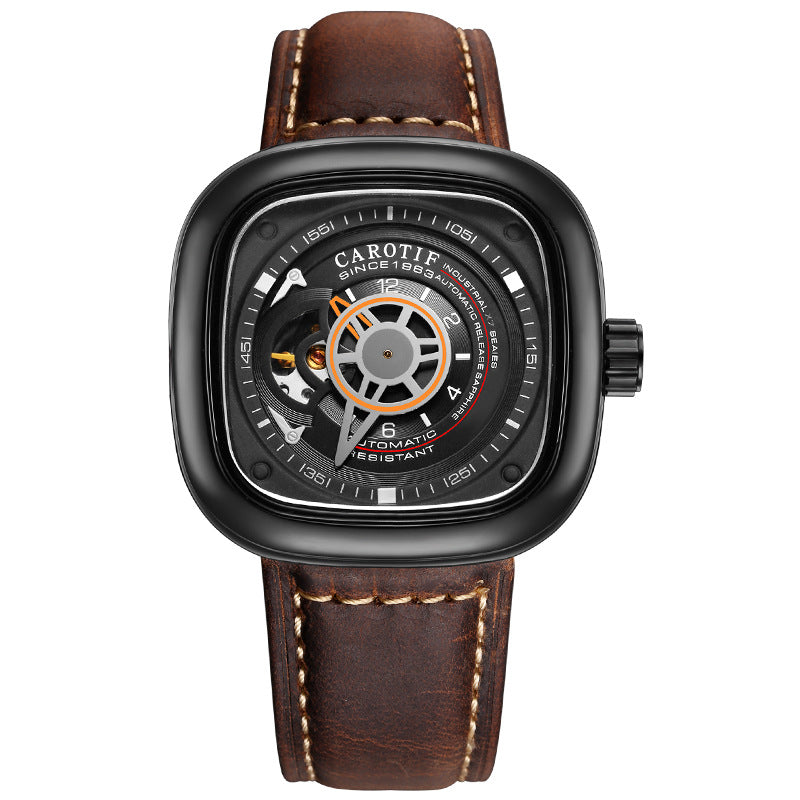 Men's Hollow Square Dial Mechanical Watch