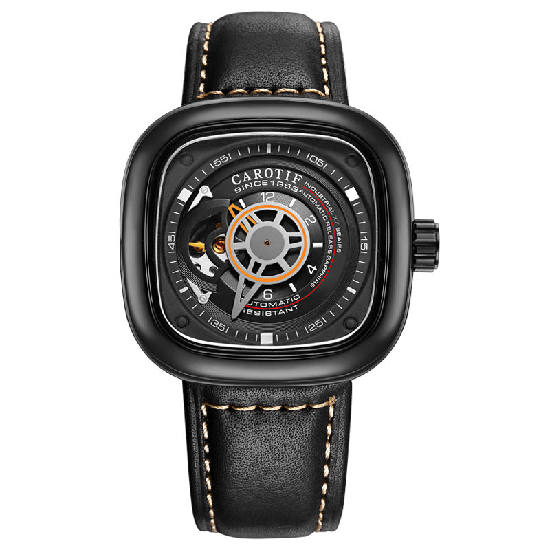 Men's Hollow Square Dial Mechanical Watch