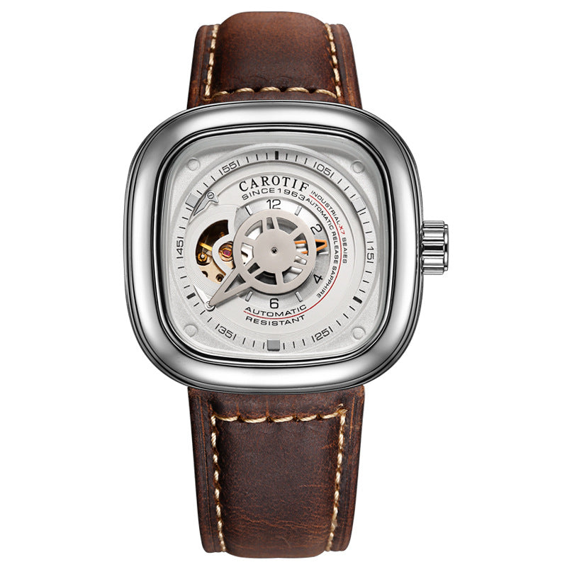 Men's Hollow Square Dial Mechanical Watch
