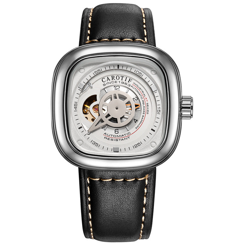 Men's Hollow Square Dial Mechanical Watch