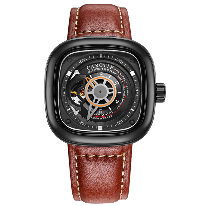 Men's Hollow Square Dial Mechanical Watch