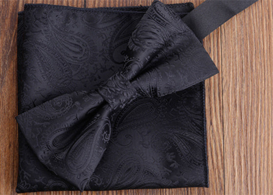 Fashion Adult Men's Pocket Square Bow Tie Two-piece Suit