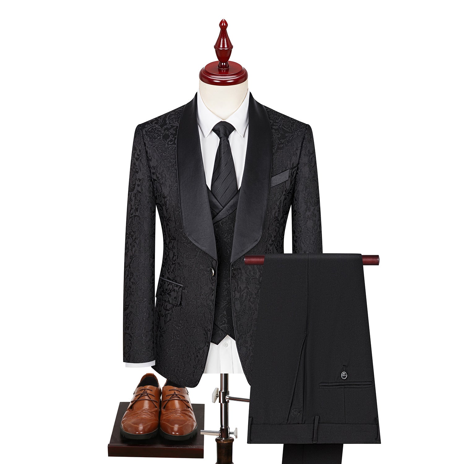 Men's Jacquard Wedding Dress Groom Suit