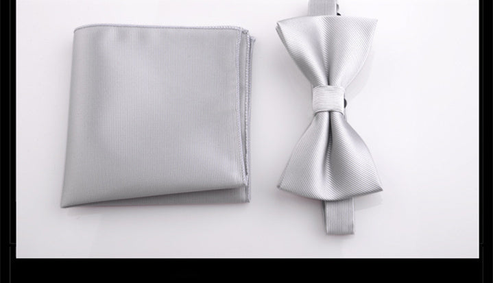 Fashion Adult Men's Pocket Square Bow Tie Two-piece Suit