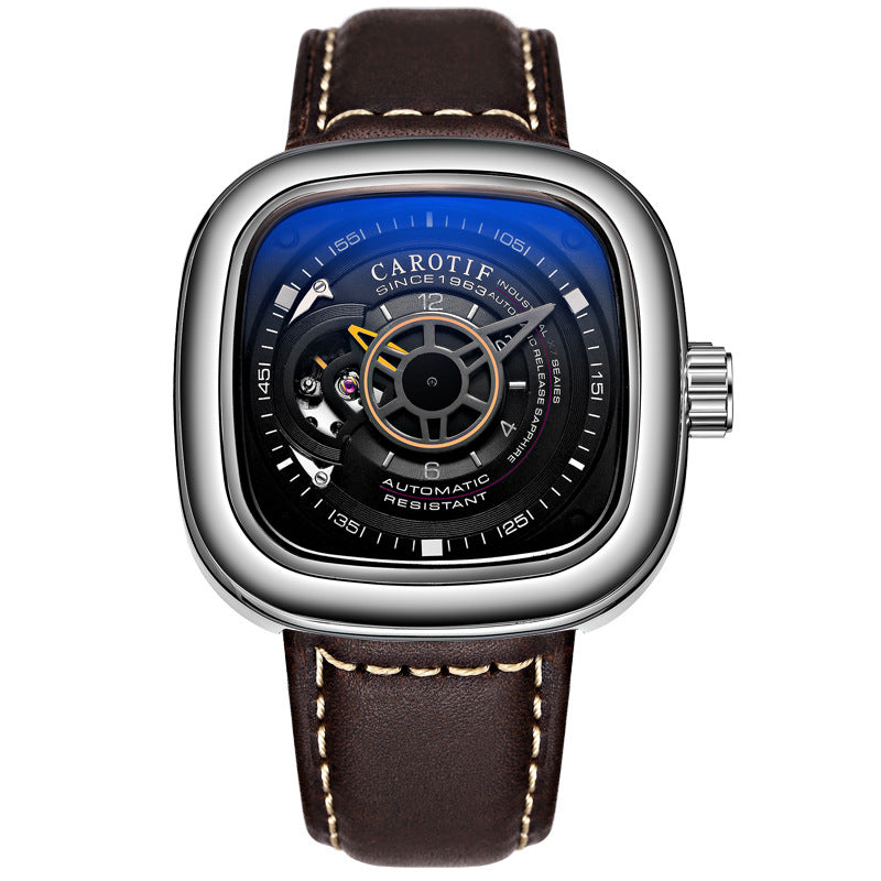 Men's Hollow Square Dial Mechanical Watch