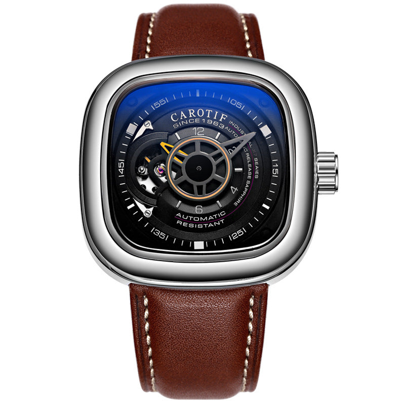 Men's Hollow Square Dial Mechanical Watch