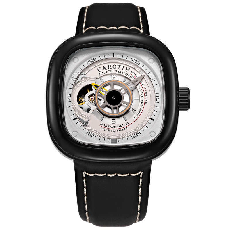 Men's Hollow Square Dial Mechanical Watch