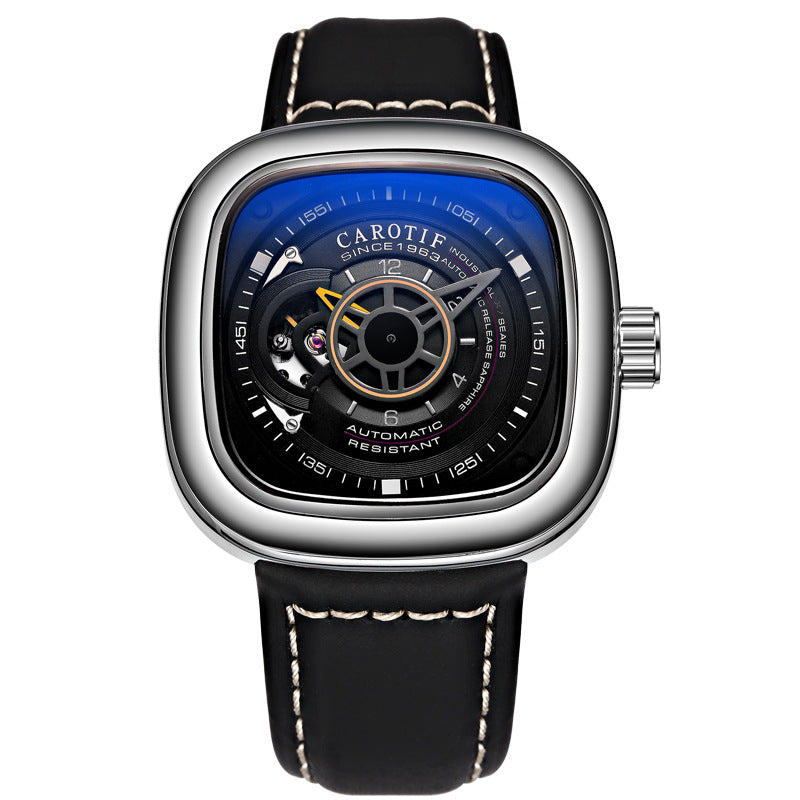 Men's Hollow Square Dial Mechanical Watch
