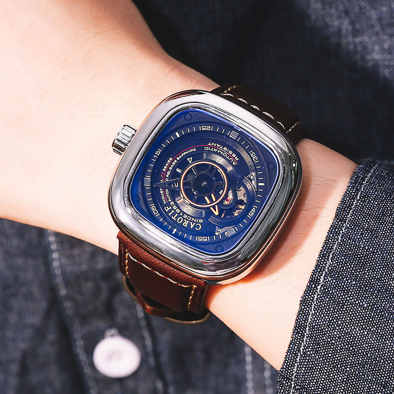Men's Hollow Square Dial Mechanical Watch