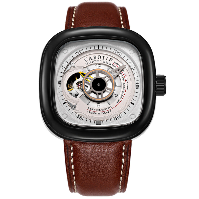 Men's Hollow Square Dial Mechanical Watch
