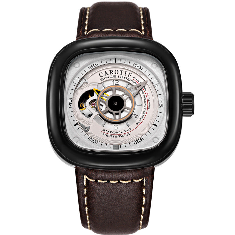 Men's Hollow Square Dial Mechanical Watch