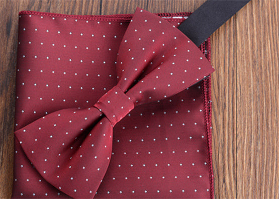 Fashion Adult Men's Pocket Square Bow Tie Two-piece Suit