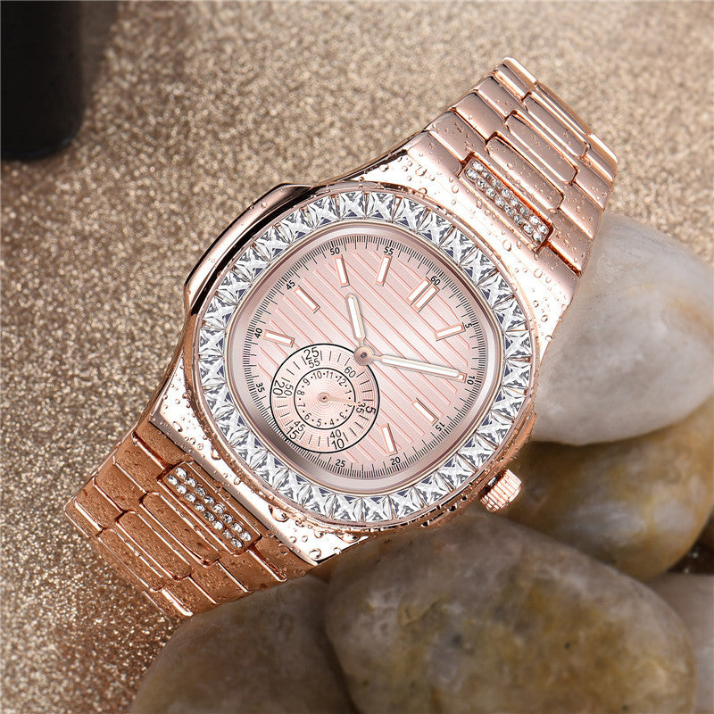 Men's Alloy And Diamond Luxury Wristwatch