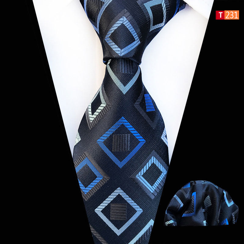 Pocket Square Tie Two-piece Set Polyester Jacquard High Filling Density Fabric