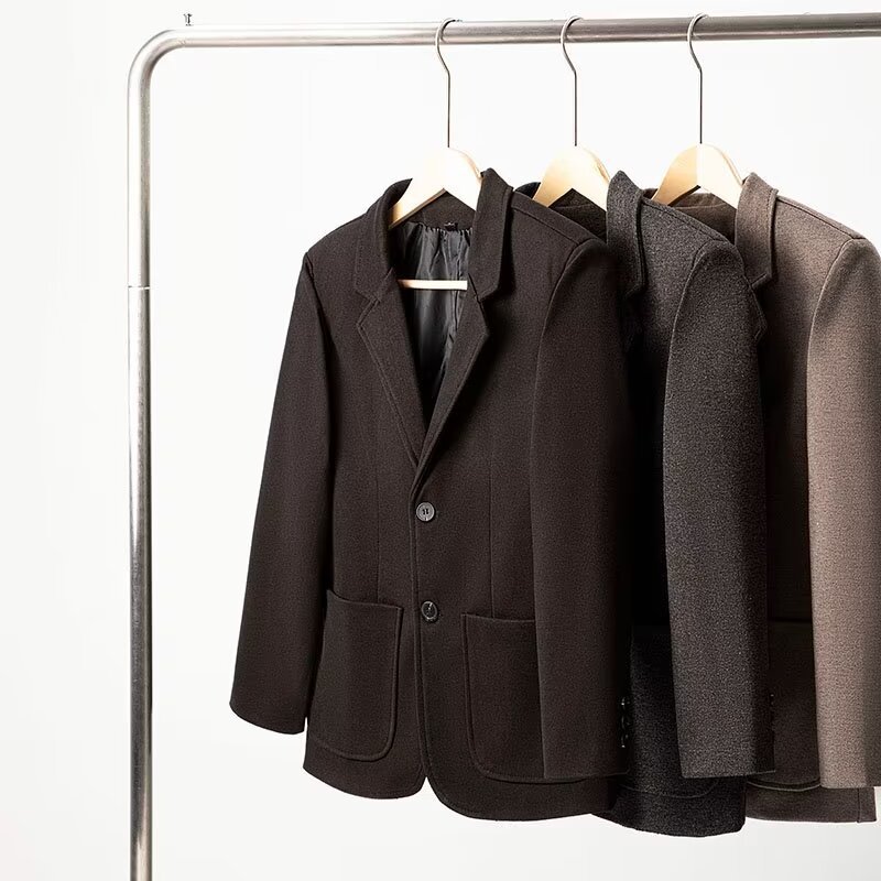 Men's Solid Color Loose Fit Wool Blazer