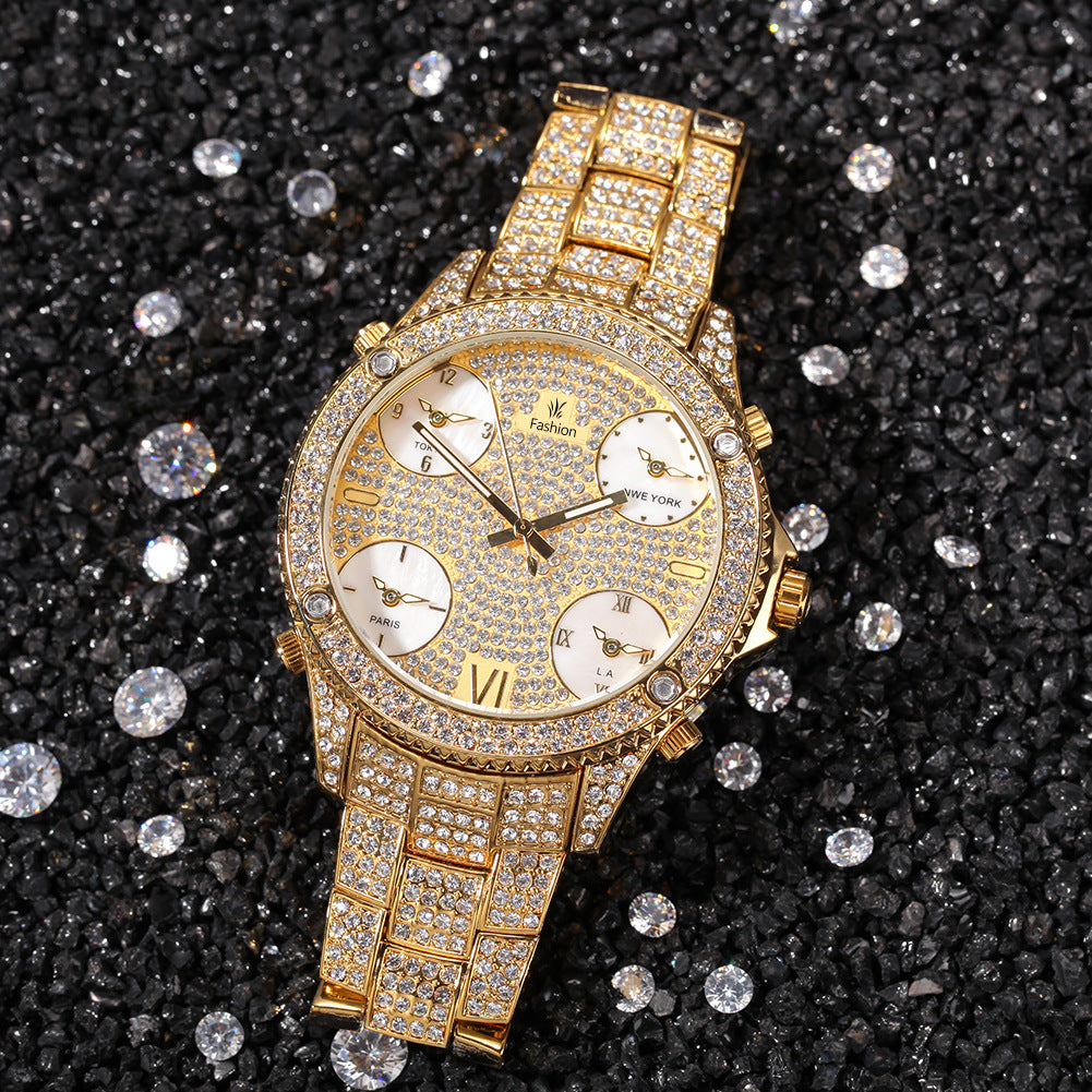 Full Diamond Large Dial Wristwatch
