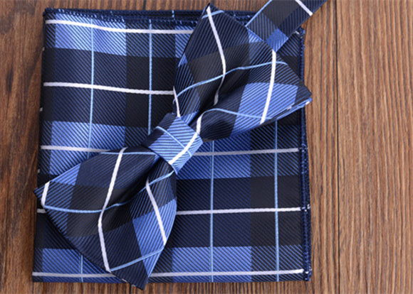 Fashion Adult Men's Pocket Square Bow Tie Two-piece Suit