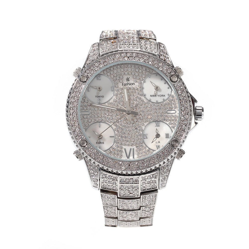Full Diamond Large Dial Wristwatch