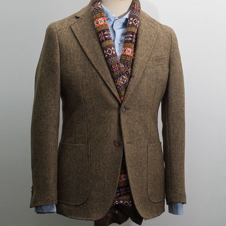 Mens British Style Retro Tweed Wool Blazer