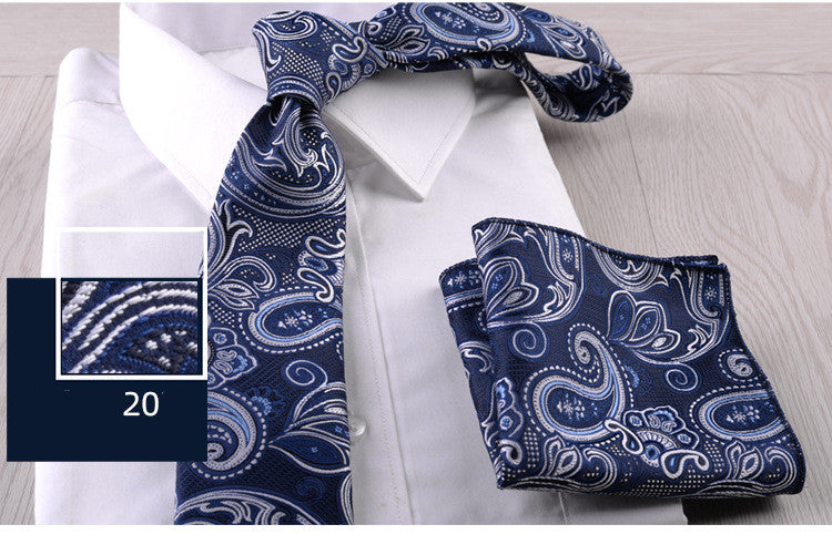 Business Formal Wear Casual Tie Pocket Square Combination