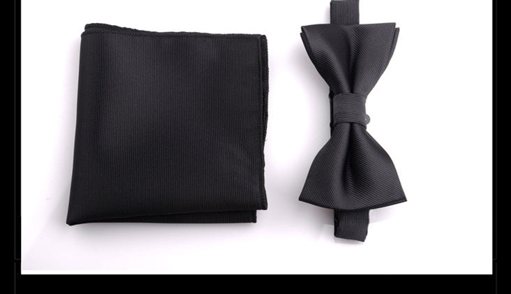 Fashion Adult Men's Pocket Square Bow Tie Two-piece Suit