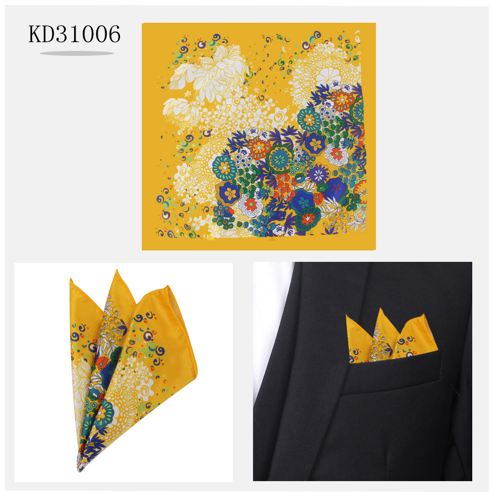 Men's Suit Pocket Cashew Flower Pattern Business Small Square Scarf