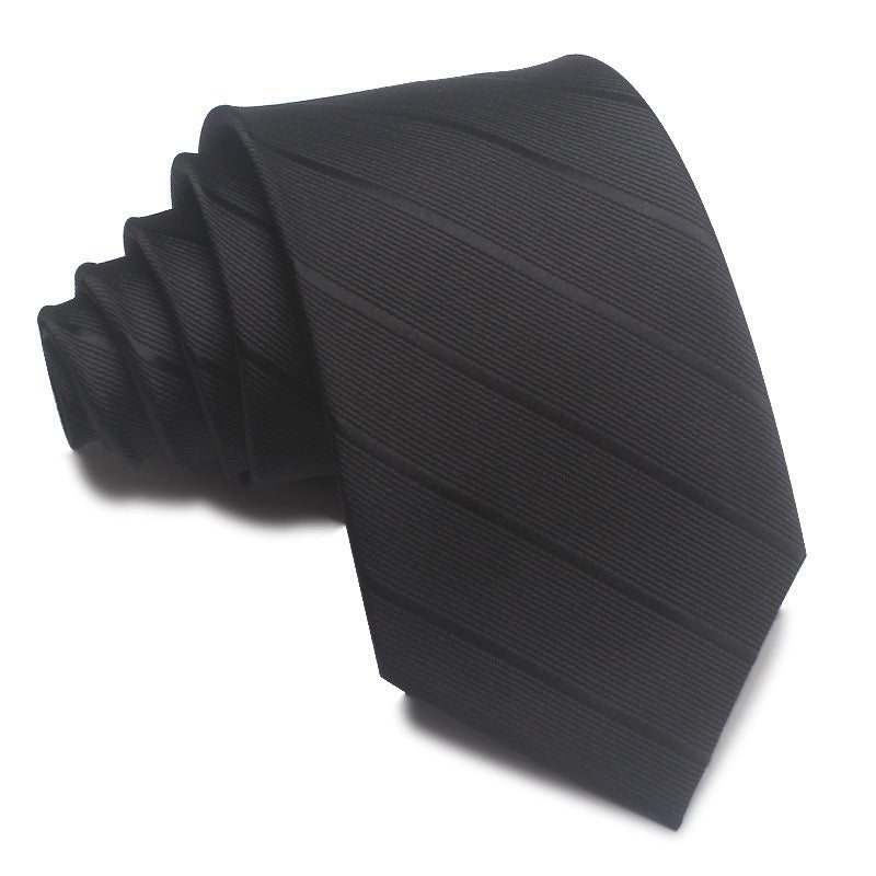 8CM Polyester Jacquard Striped Tie Men's Business Formal Red Black Blue