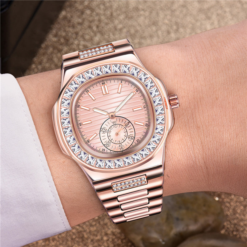 Men's Alloy And Diamond Luxury Wristwatch
